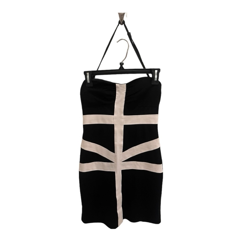 Little black/white strapless bodycon dress (with optional strap included)
